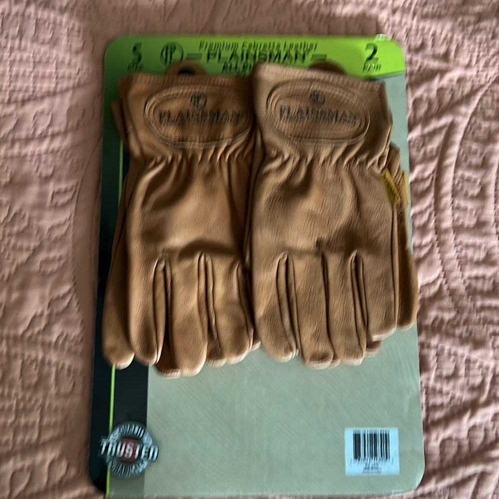 Plainsman Premium Cabretta Leather Work Gloves Light Brown 2 Pairs Size S small